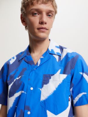 Tommy Hilfiger Flower Print Short Sleeve Regular Fit Shirt - Blue - Size S - Men