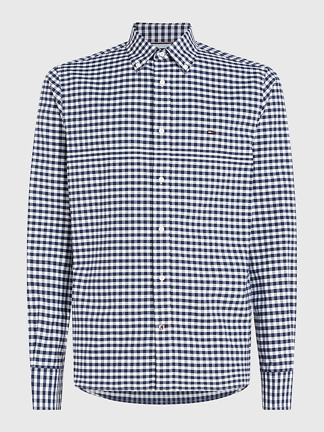 blue classics gingham regular fit oxford shirt for men tommy hilfiger