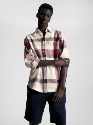 Archive Tommy Fit Global Shirt | Check Stripe | Hilfiger White