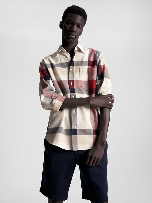 camicia global stripe archive fit a quadri white da uomo tommy hilfiger