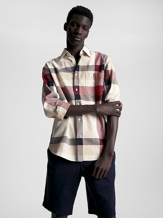 Global Stripe Check Archive Fit Shirt | White | Tommy Hilfiger