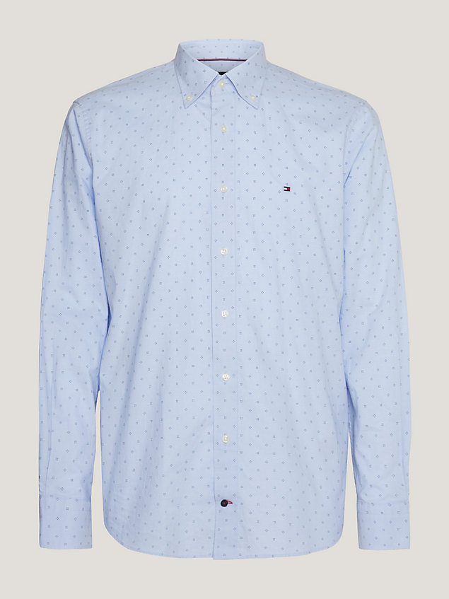 blue geometric print regular fit oxford shirt for men tommy hilfiger