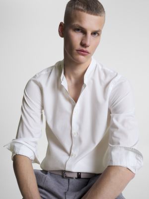 Mandarin Collar Slim Fit Shirt WHITE Tommy Hilfiger