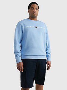 blue plus logo flex fleece sweatshirt for men tommy hilfiger