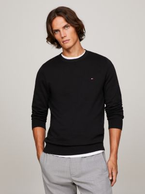 Pull ras du cou noir pour homme