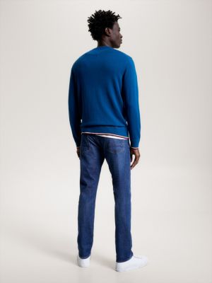 blue hilfiger monotype relaxed tipped jumper for men tommy hilfiger