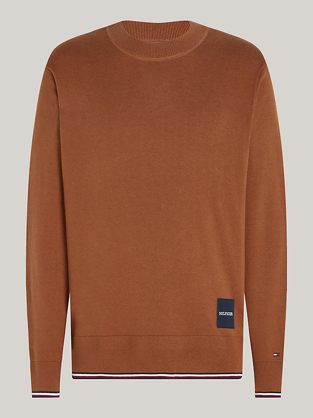 brown hilfiger monotype relaxed tipped jumper for men tommy hilfiger