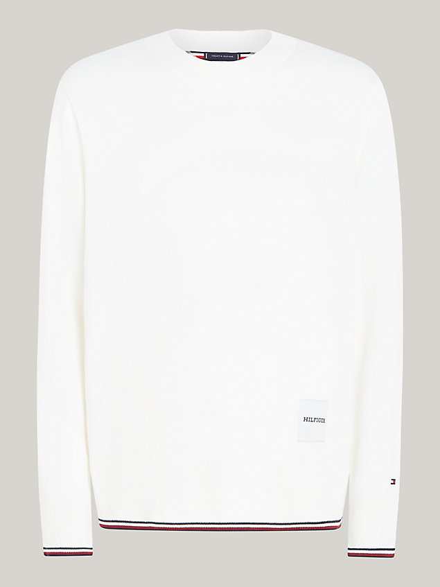 white hilfiger monotype relaxed tipped jumper for men tommy hilfiger