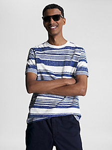 blue crafted stripe slub t-shirt for men tommy hilfiger