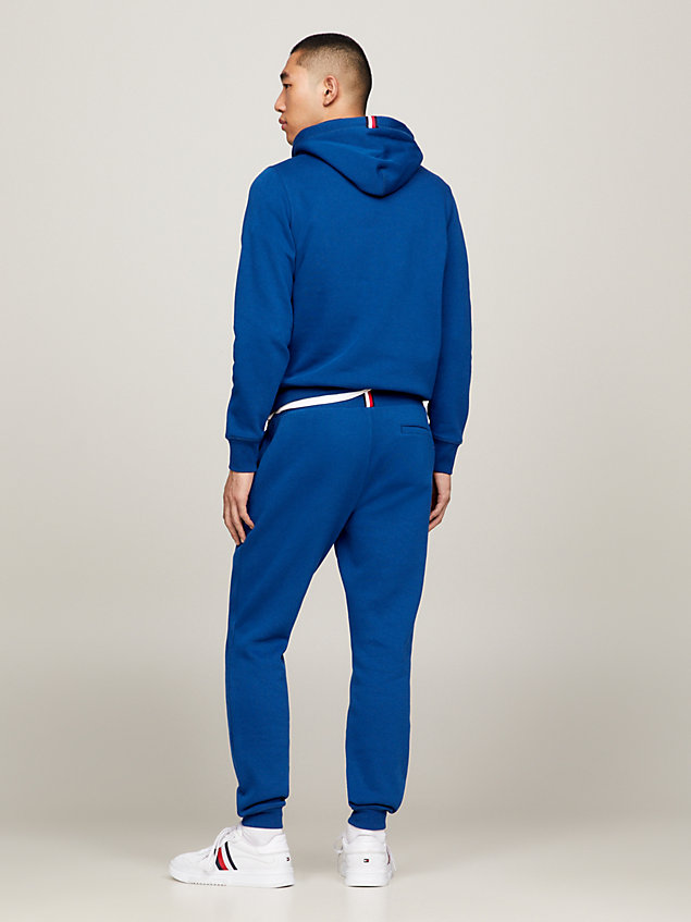blue cuffed monogram embroidery joggers for men tommy hilfiger