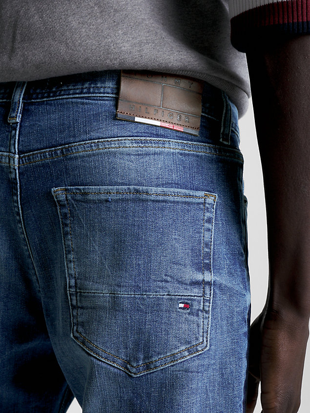 jeans layton extra slim fit con scoloriture denim da uomo tommy hilfiger