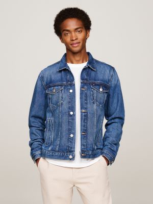 Flag Embroidery Denim Trucker Jacket | Denim | Tommy Hilfiger