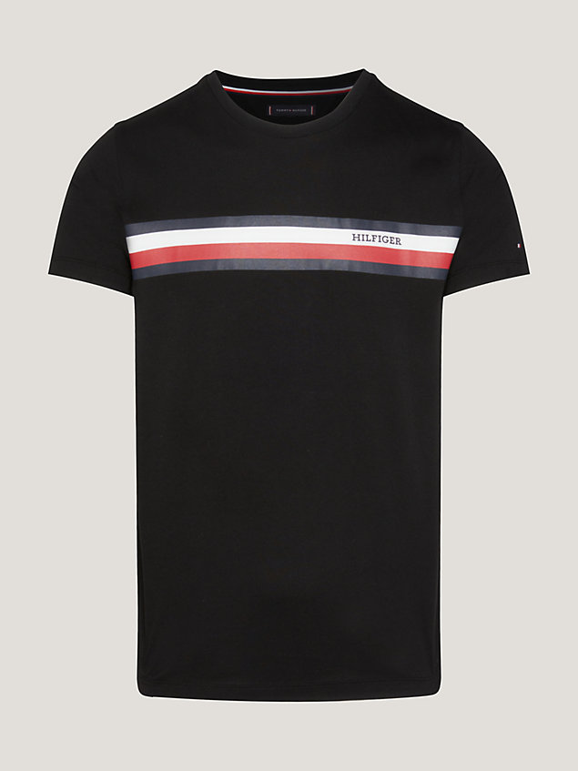 camiseta de corte slim con monotipo hilfiger black de hombre tommy hilfiger