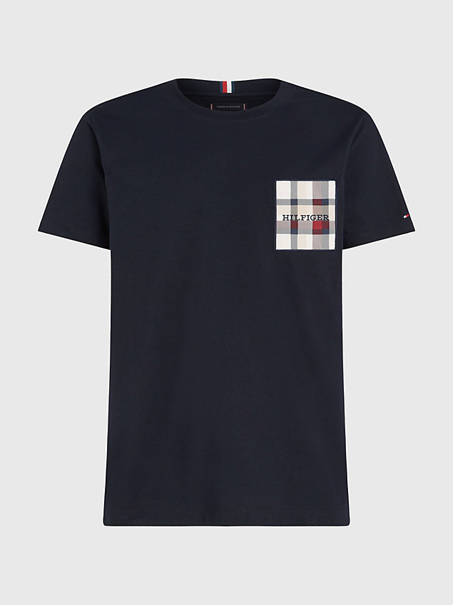 t-shirt avec empiècement à monotype hilfiger blue pour hommes tommy hilfiger
