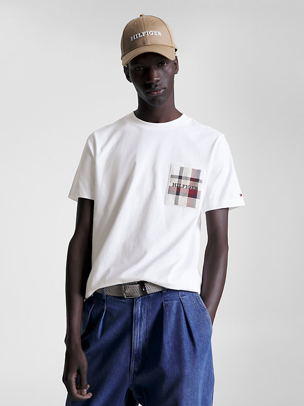 T-Shirt mit Hilfiger-Monotype-Patch | Weiß | Tommy Hilfiger