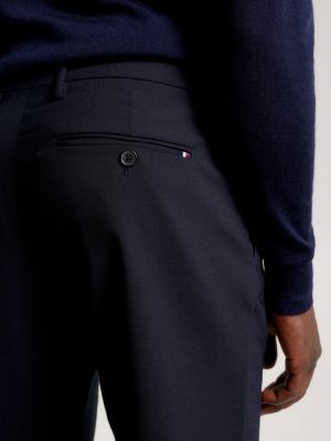 blue pleat casual trousers for men tommy hilfiger