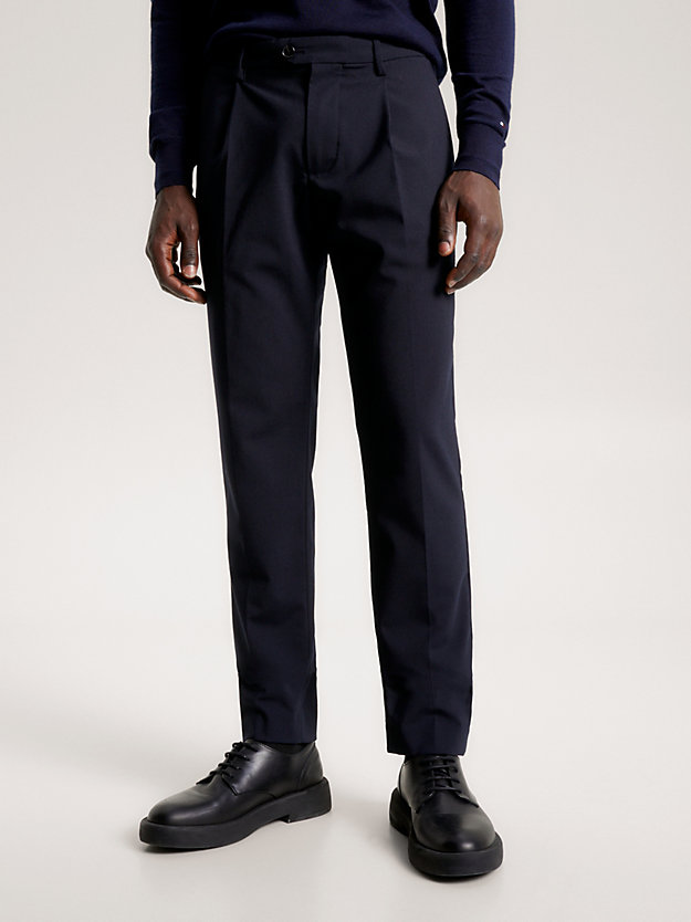 Pleat Casual Trousers | Blue | Tommy Hilfiger