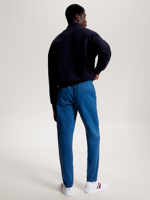 pantaloni harlem premium affusolati con lacci blue da uomo tommy hilfiger