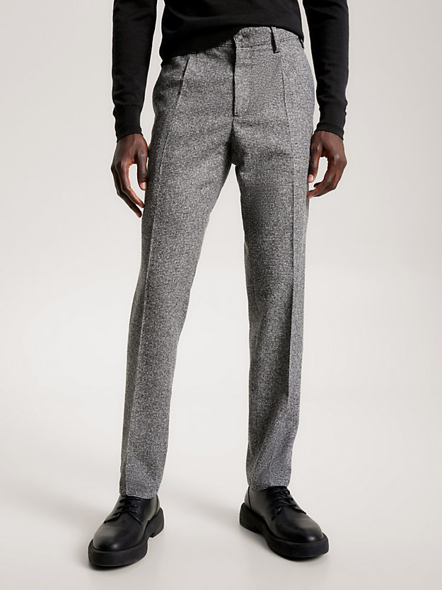 Hampton Luxe Tapered Puppytooth Check Trousers | Grey | Tommy Hilfiger
