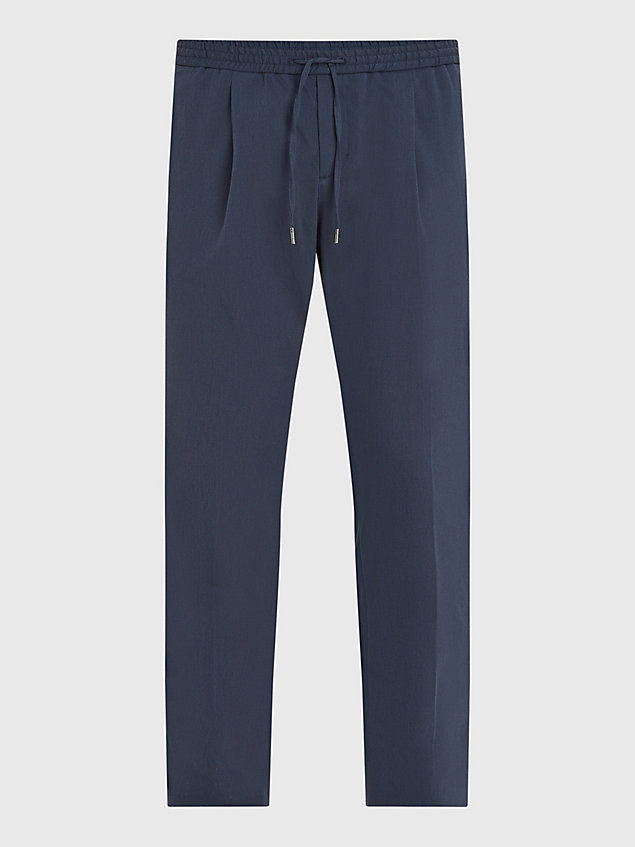 blue hampton luxe jogginghose mit birdseye-muster für herren - tommy hilfiger