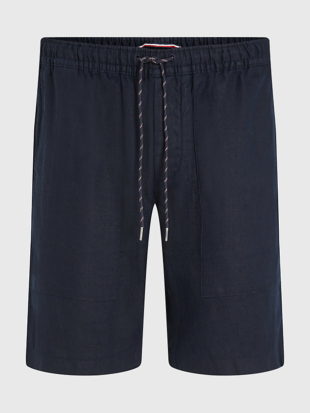 blue harlem linen relaxed utility shorts for men tommy hilfiger