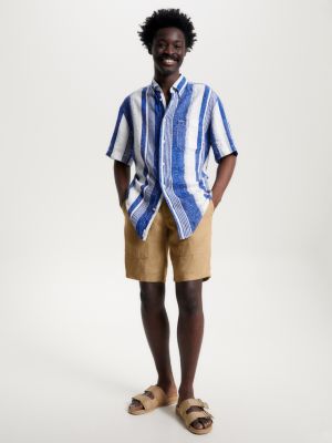 Khaki linen shorts on sale mens