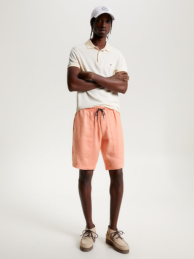pink harlem linen relaxed utility shorts for men tommy hilfiger