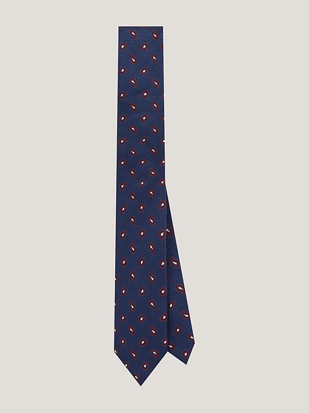 cravate motif cachemire tissage oxford en soie rouge pour hommes tommy hilfiger