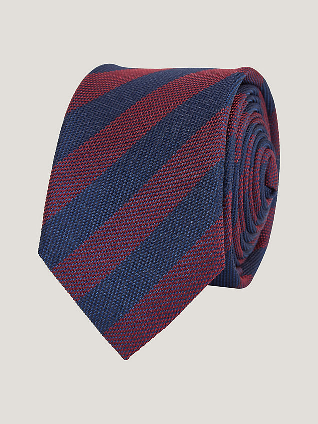 corbata de tejido oxford con diseño de rayas red de hombre tommy hilfiger