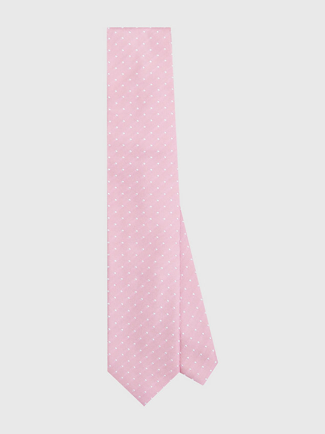 pink pure silk oxford weave dot tie for men tommy hilfiger