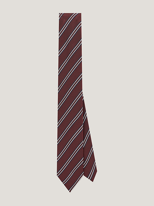red krawatte mit gewebten, doppelten streifen für herren - tommy hilfiger