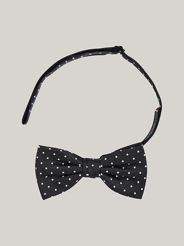 black silk oxford weave dot bow tie for men tommy hilfiger