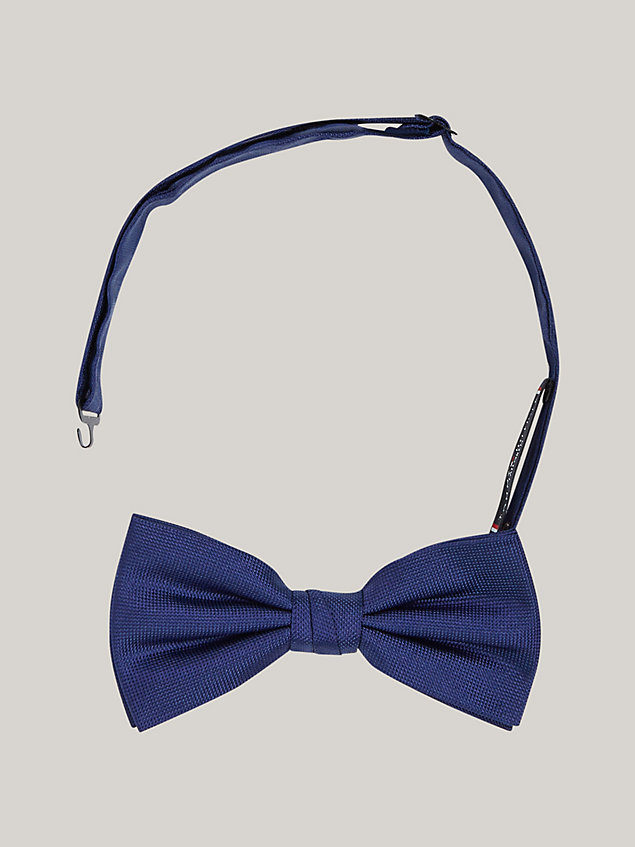 blue pure silk woven bow tie for men tommy hilfiger