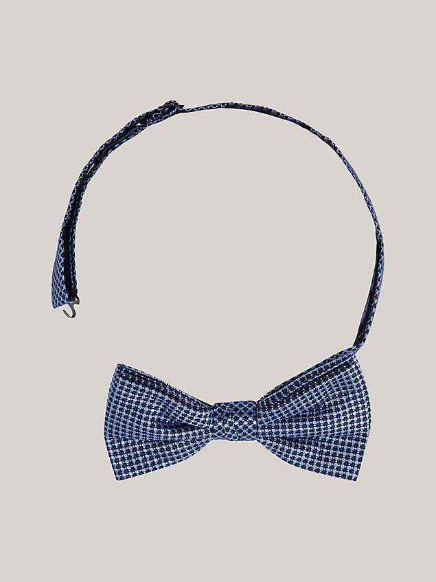 blue pure silk micro dot bow tie for men tommy hilfiger
