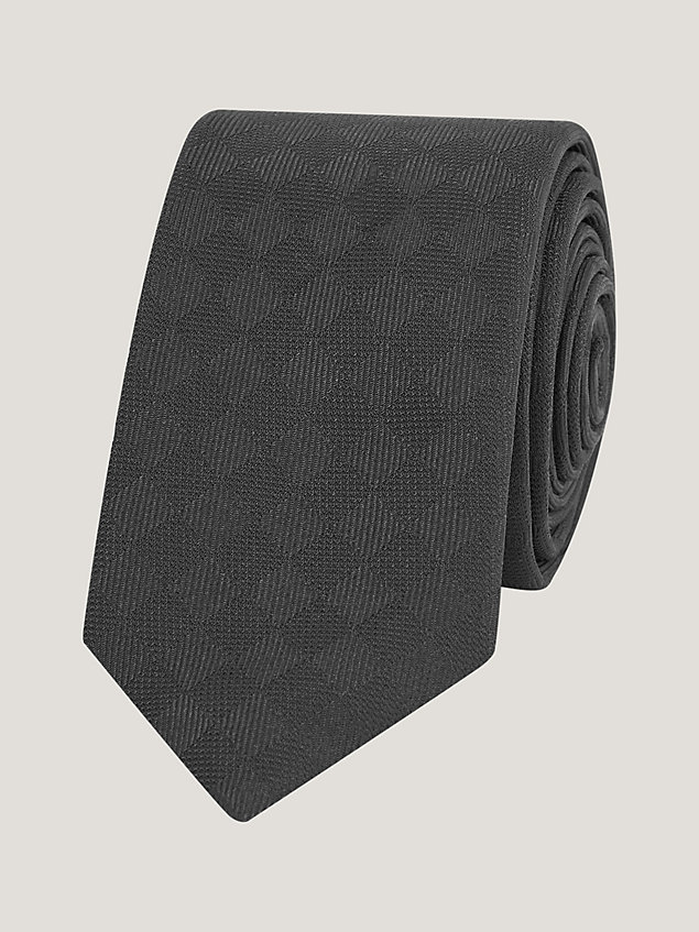 black gewebte krawatte mit strukturiertem gitter für herren - tommy hilfiger