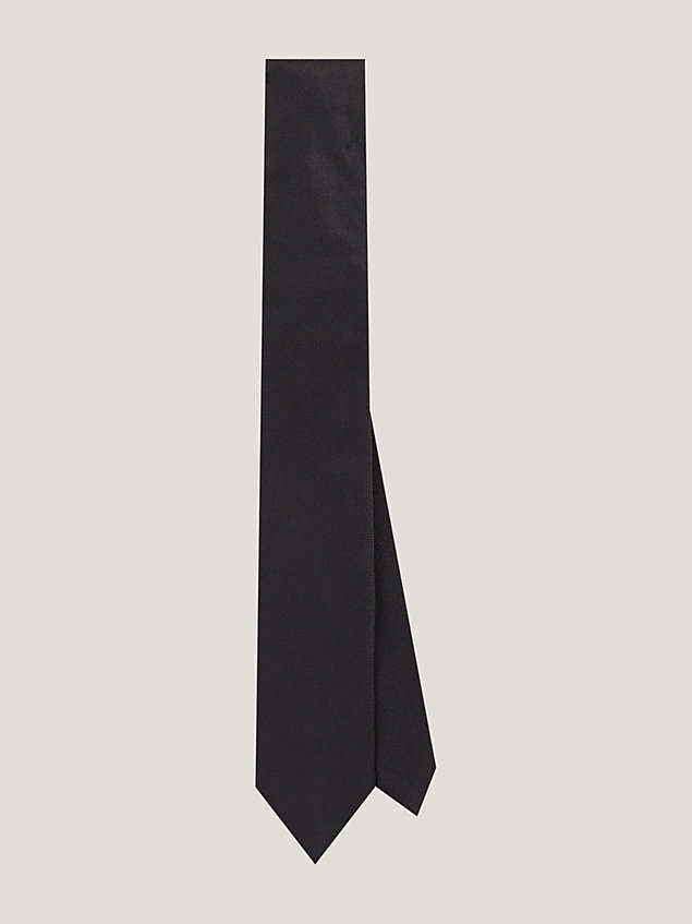 black pure silk woven tie for men tommy hilfiger
