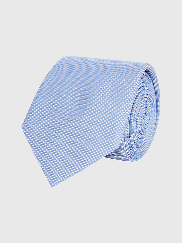 blue gewebte krawatte aus reiner seide für herren - tommy hilfiger