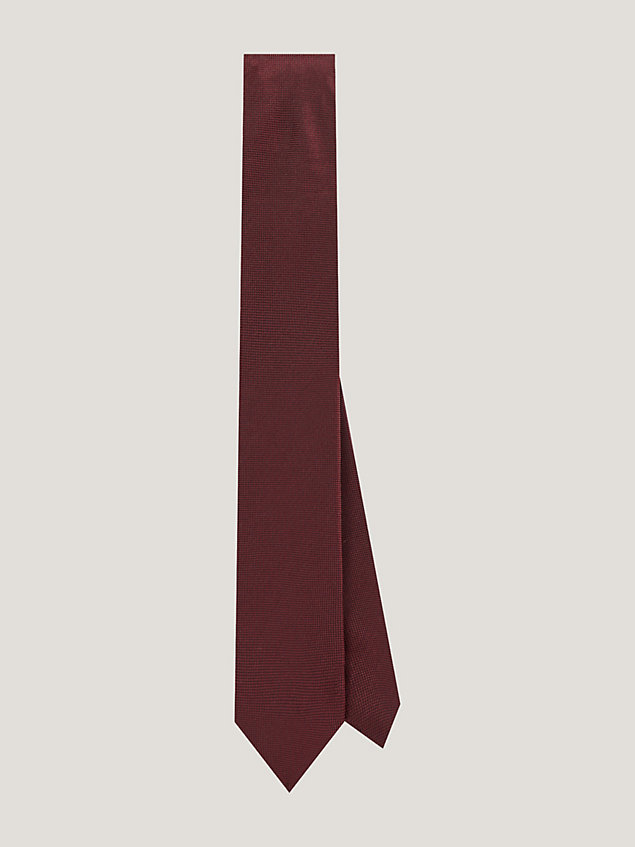 red pure silk woven tie for men tommy hilfiger