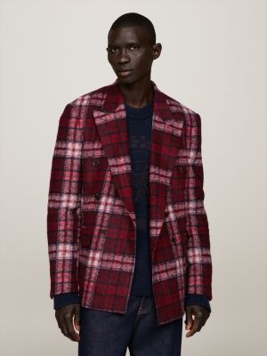 Dual Gender Tartan Check Double Breasted Boxy Blazer | BROWN | Tommy ...