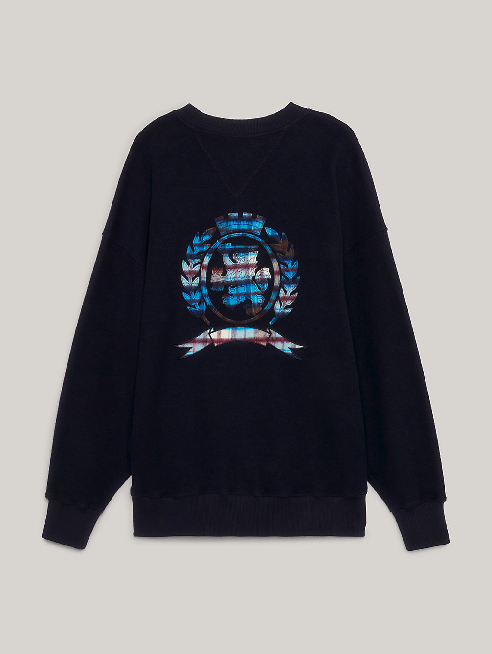 blue tartan crest logo oversized sweatshirt for men tommy hilfiger