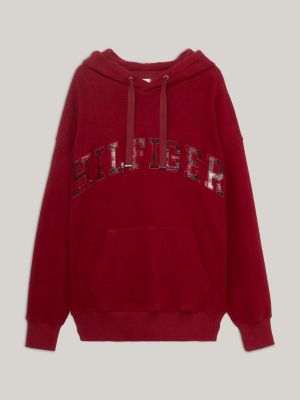 TH Monogram Print Hoody, Red