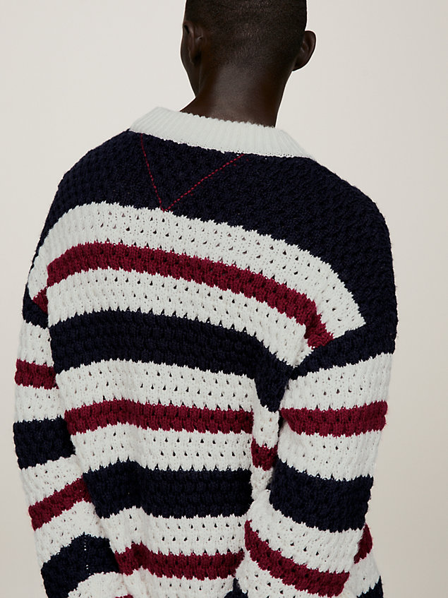 blue crest global stripe knit dual gender jumper for men tommy hilfiger