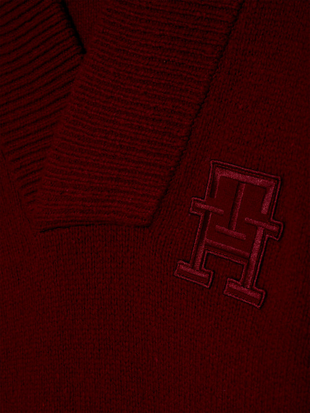 red sweter unisex o kroju oversize z wysokim kołnierzem szalowym dla mężczyźni - tommy hilfiger