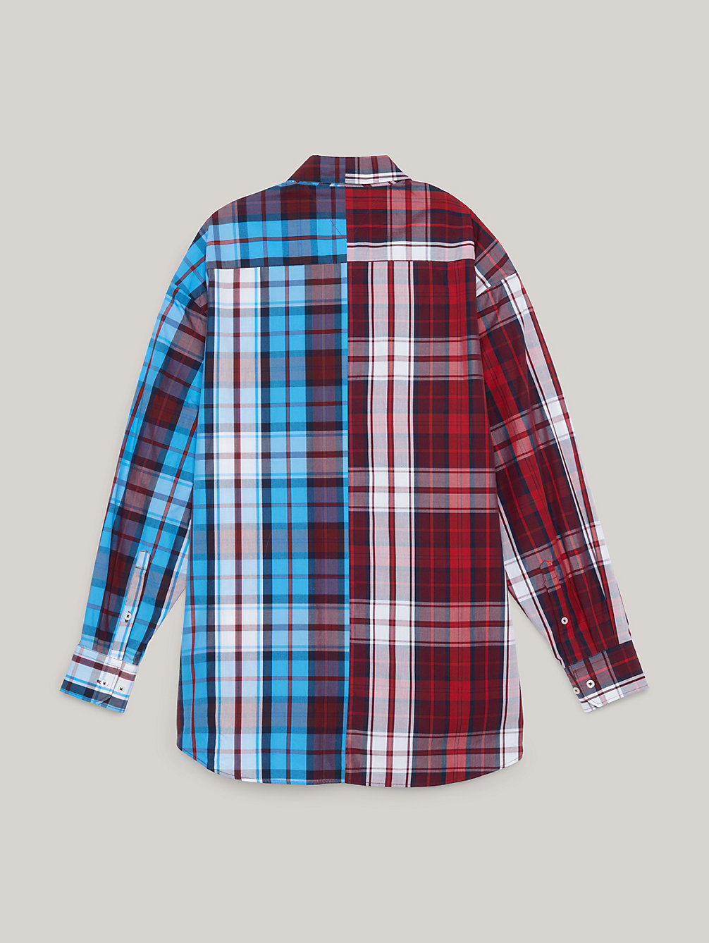 red dwukolorowa koszula unisex o klasycznym kroju w szkocką kratę dla mężczyźni - tommy hilfiger