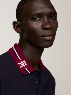 blue contrast collar relaxed fit polo for men tommy hilfiger
