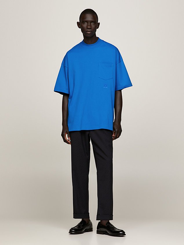 blue crest mock turtleneck oversized t-shirt for men tommy hilfiger