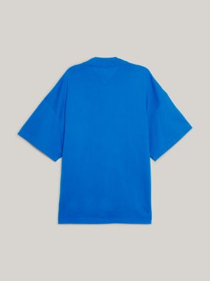 Crest Mock Turtleneck Oversized T-Shirt | Blue | Tommy Hilfiger