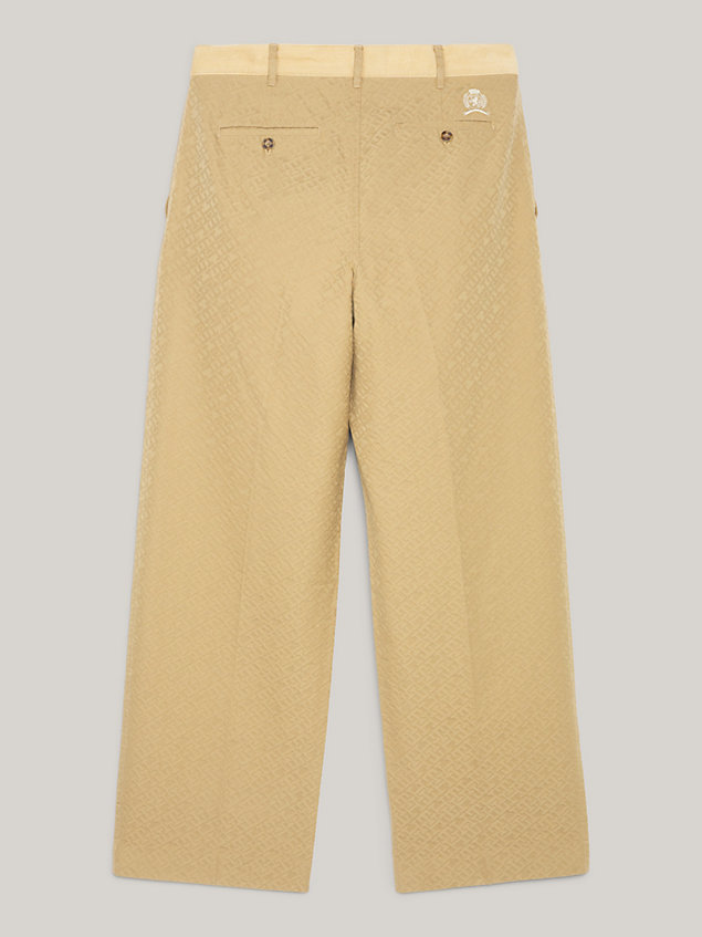 beige crest th monogram relaxed fit chinos for men tommy hilfiger