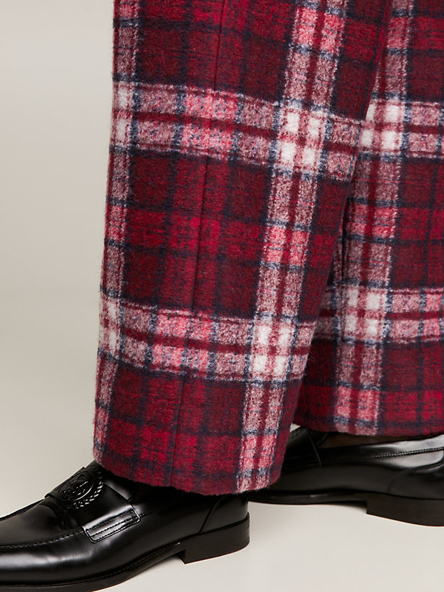 brown tartan check relaxed trousers for men tommy hilfiger