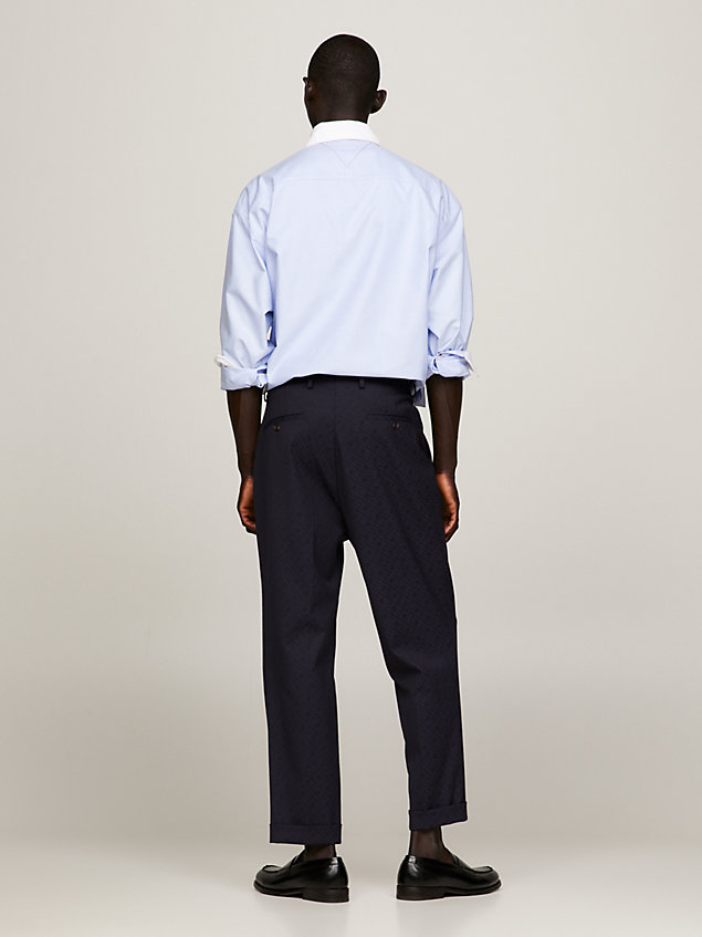 blue spodnie w żakardowy wzór z monogramem th dla mężczyźni - tommy hilfiger